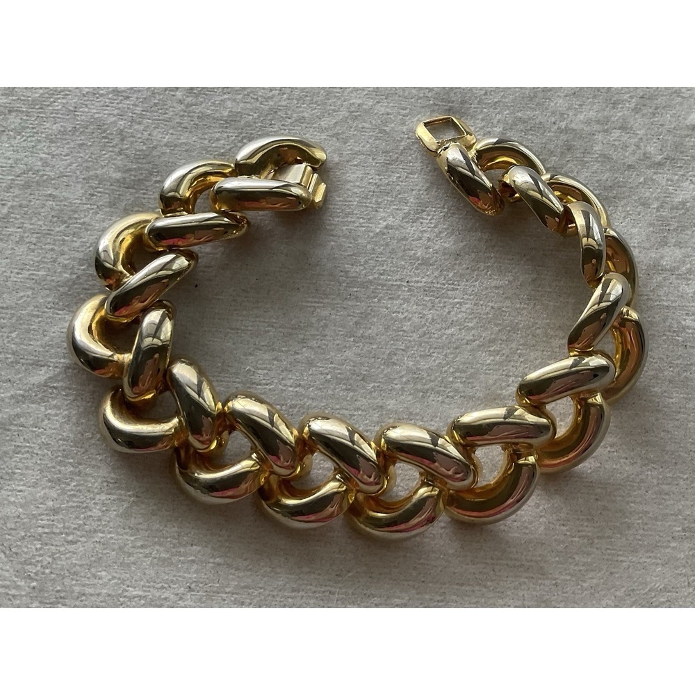 Vintage gold-tone chunky curb link bracelet Estate Jewelry